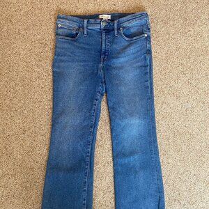 Madewell Cali Demi Bootcut Jeans, Size 32, Color Blue, Raw Hem Cuff